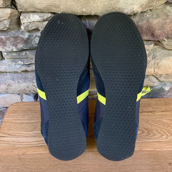 POLO Jacory Ralph Lauren Men's Sneakers Navy Blue Suede Yellow - Picture 13 of 15